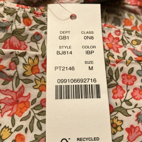NWT J.Crew floral cotton poplin floral pajamas - Picture 2 of 3